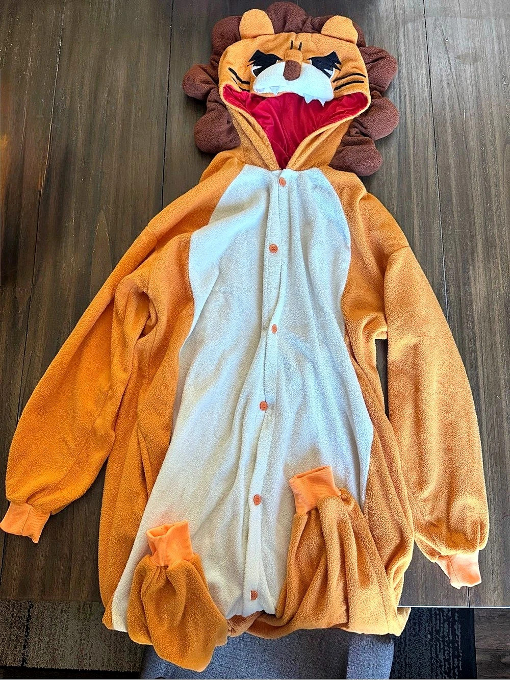 Lion Halloween Costume Unisex Adult Fleece Footless Onesie